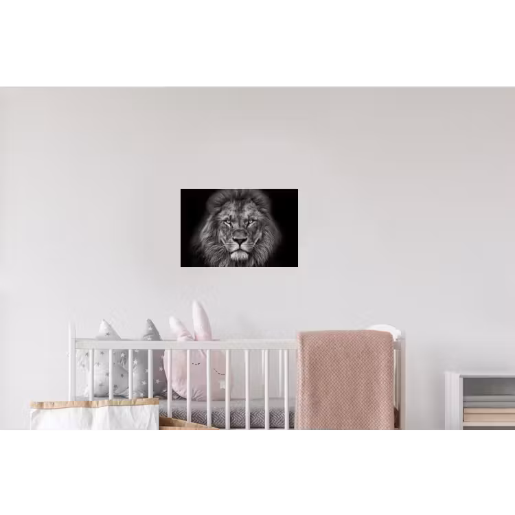 Dieren - Leeuw - Zwart - Wit - Portret Muursticker klein -kinderkamer
