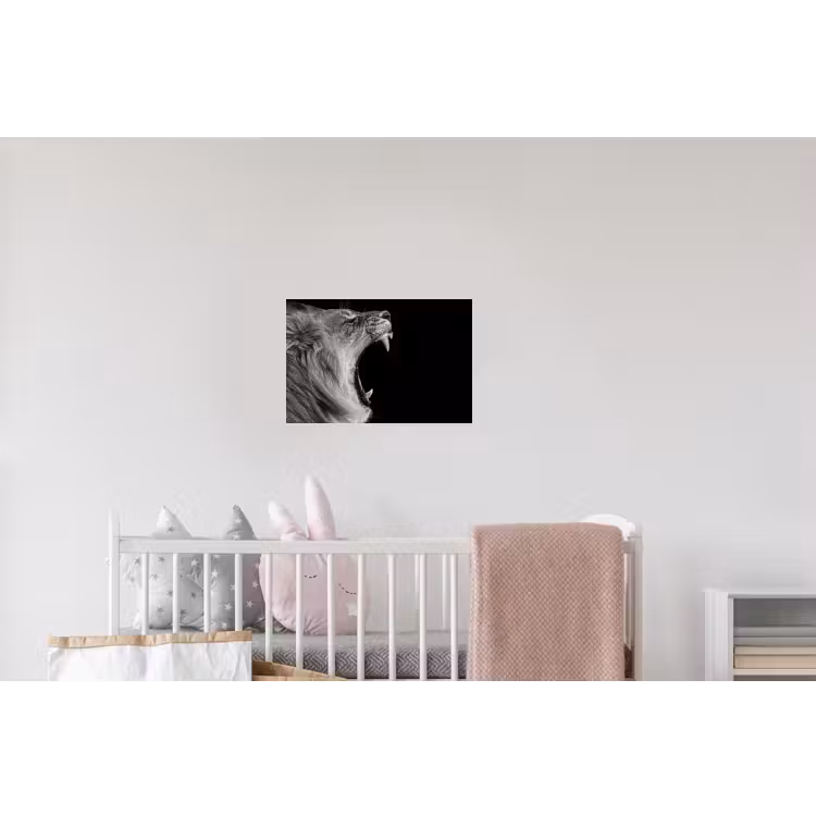 Dieren - Leeuw - Zwart - Wit - Portret Muursticker klein -kinderkamer