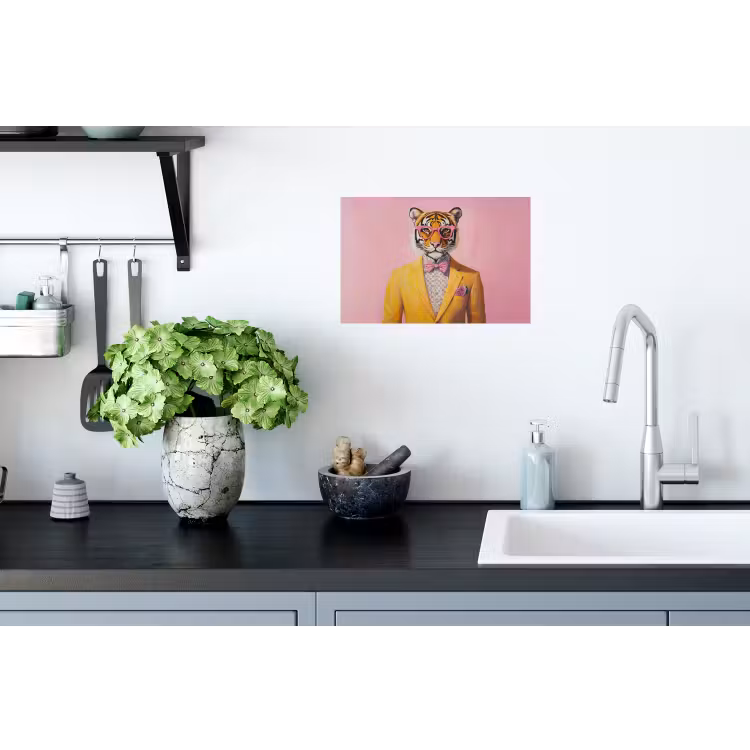 Tijger - Bril - Geel - Jasje Muursticker klein -keuken