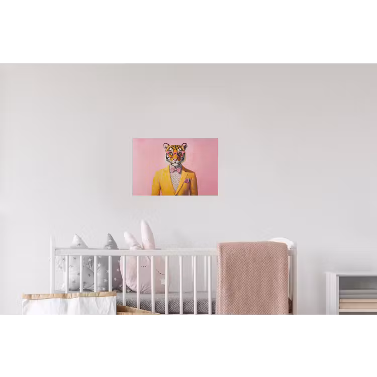 Tijger - Bril - Geel - Jasje Muursticker klein -kinderkamer