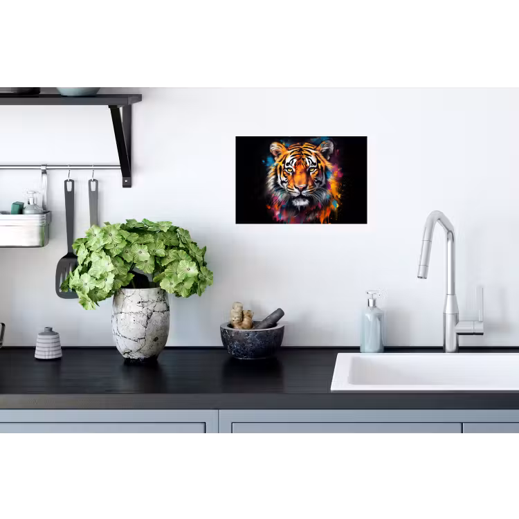 Tijger - Graffiti - Dieren - Zwart Muursticker klein -keuken