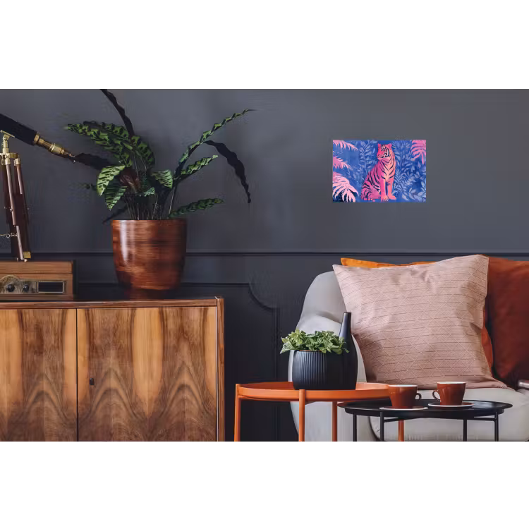 Tijger - Roze - Bladeren - Jungle Muursticker klein -kamerbank