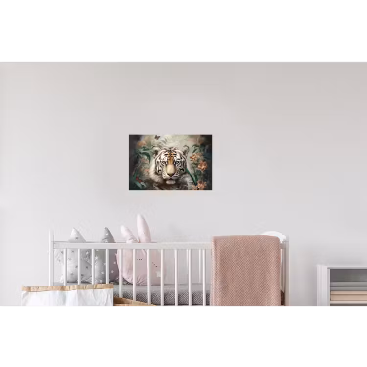 Tijger - Vlinders - Dieren - Jungle - Bloemen Muursticker klein -kinderkamer