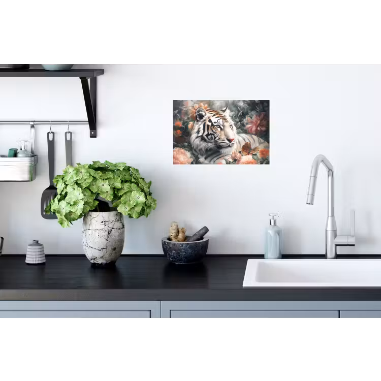 Tijger - Wilde dieren - Bloemen - Jungle Muursticker klein -keuken