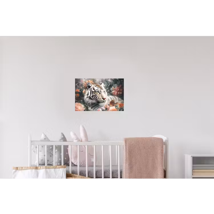 Tijger - Wilde dieren - Bloemen - Jungle Muursticker klein -kinderkamer