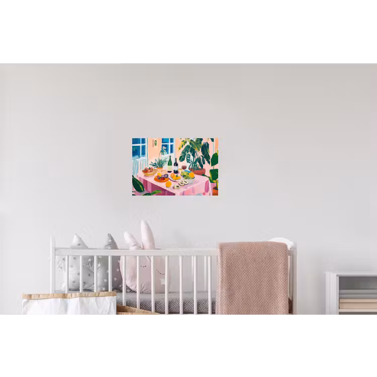Tafel - Wijn - Fruit Muursticker klein -kinderkamer