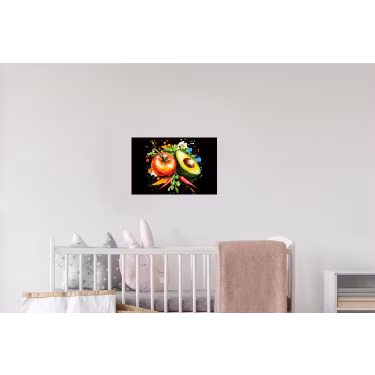 Tomaat - Avocado - Peper - Graffiti - Verf - Modern Muursticker klein -kinderkamer