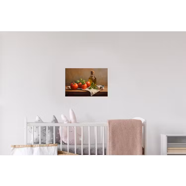 Tomaten - Olijfolie - Stilleven Muursticker klein -kinderkamer