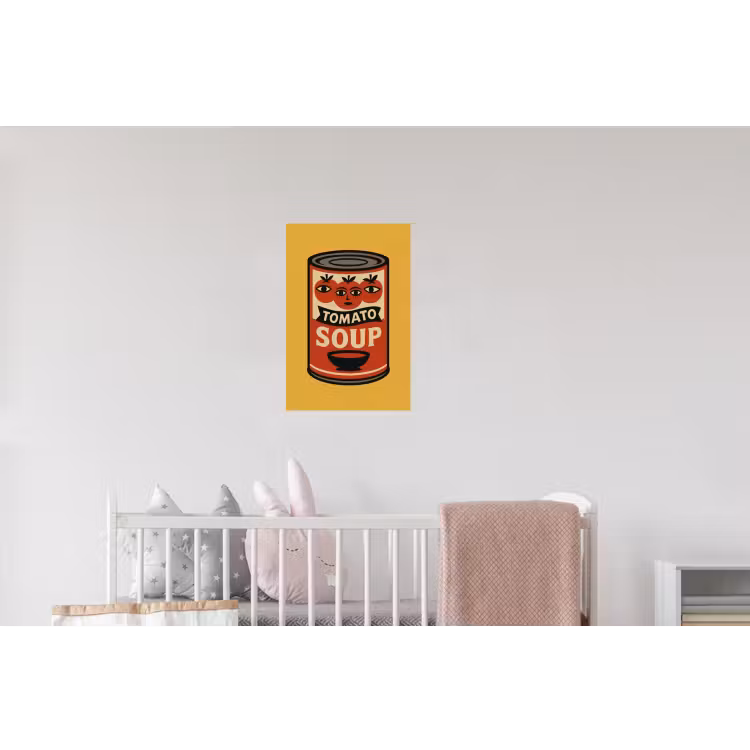 Tomatensoep - Gezichtje - Illustratie - Rood Muursticker klein -kinderkamer