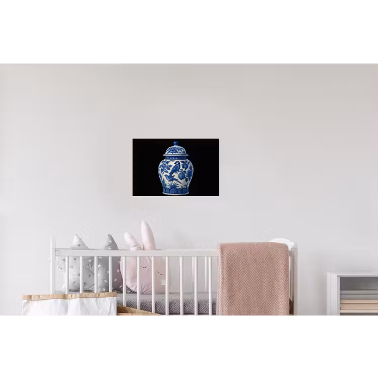 Pot - Delfts Blauw - Bloemen Muursticker klein -kinderkamer