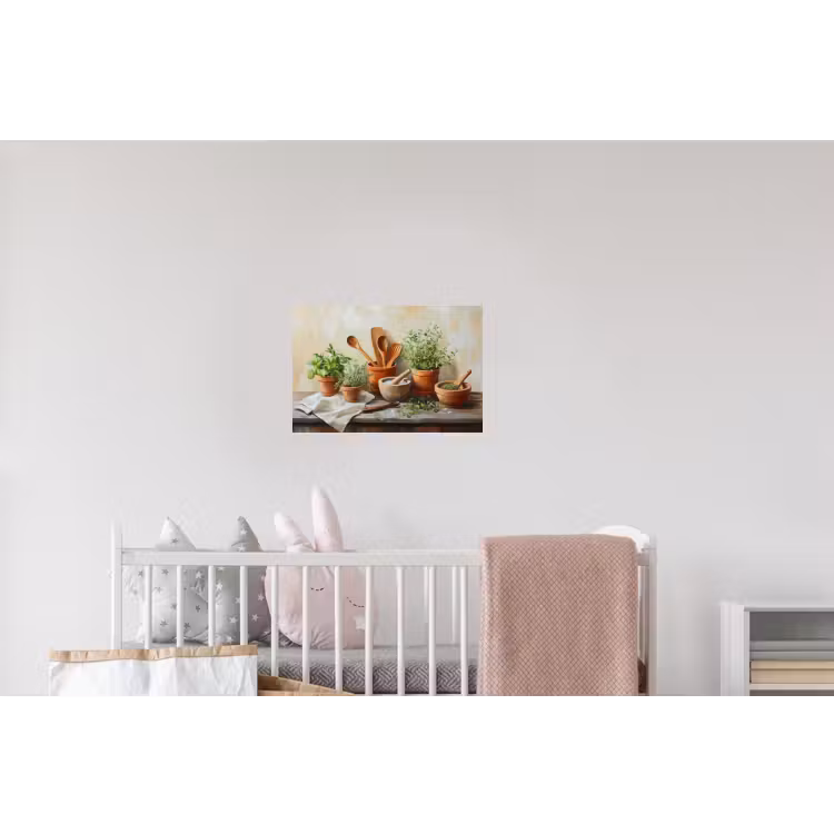 Potten - Kruiden - Hout Muursticker klein -kinderkamer