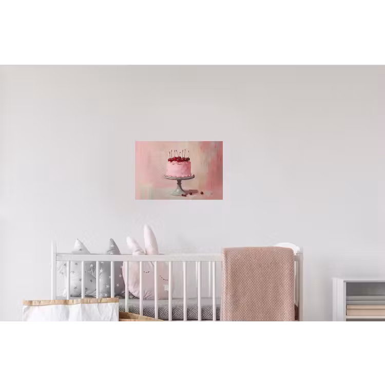 Taart - Pink - Cherry Muursticker klein -kinderkamer
