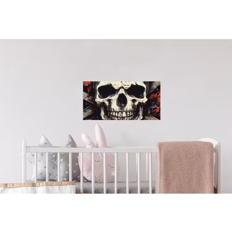 Schedel - Kettingen - Rood Muursticker klein -kinderkamer