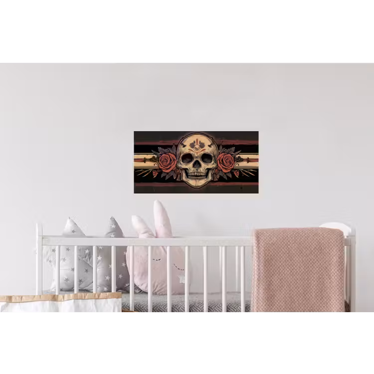 Schedel - Rozen - Gotisch Muursticker klein -kinderkamer
