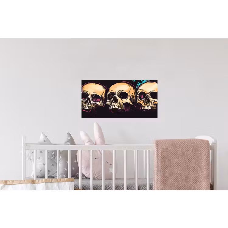 Schedels - Graffiti - Neon Muursticker klein -kinderkamer