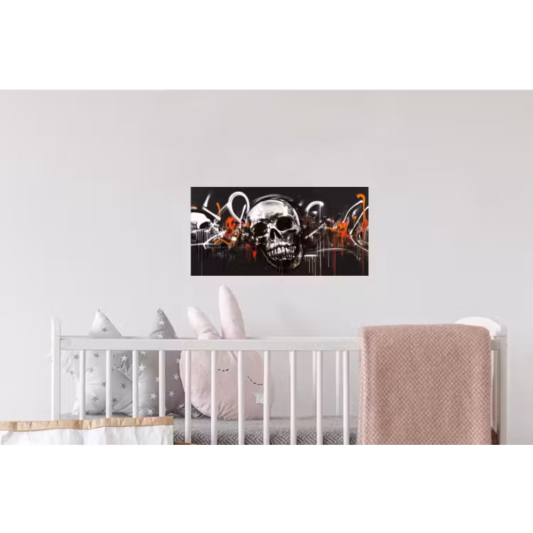 Schedels - Kunst - Donker - Rood Muursticker klein -kinderkamer