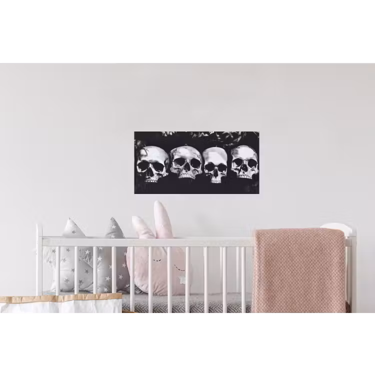Schedels - Zwart - Contrast Muursticker klein -kinderkamer