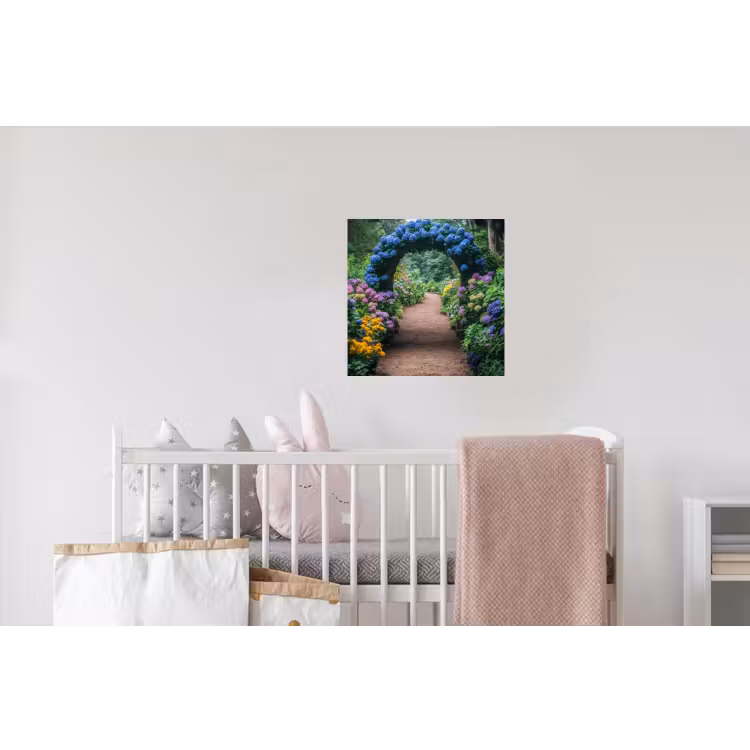 Doorkijk - Bloemen - Hortensia - Pad Muursticker klein -kinderkamer