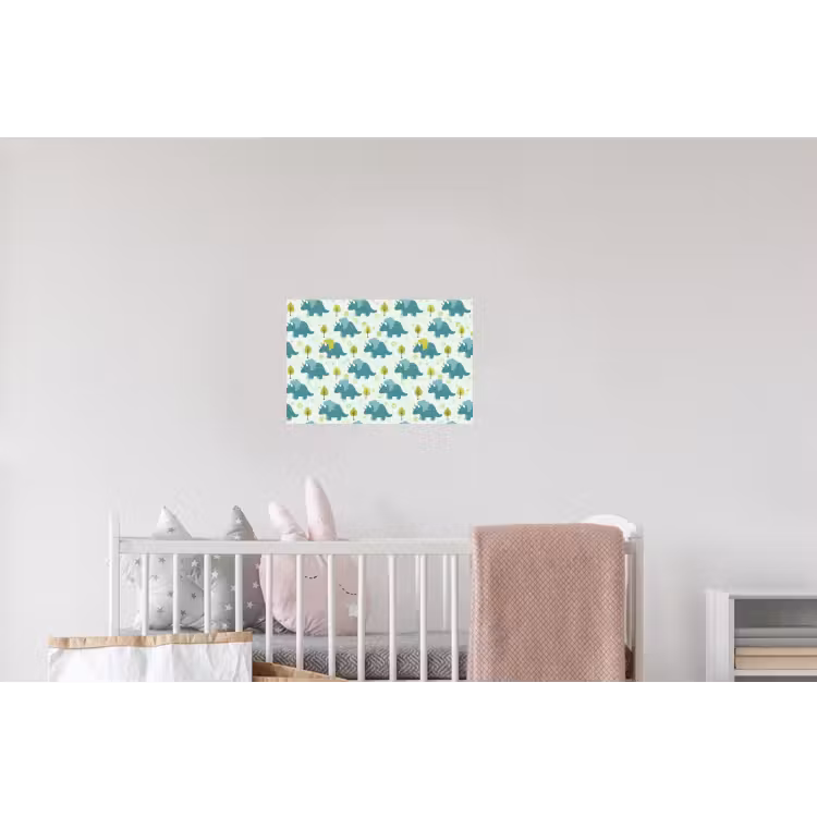 Triceratop - Blauw - Stippen - Boompjes Muursticker klein -kinderkamer
