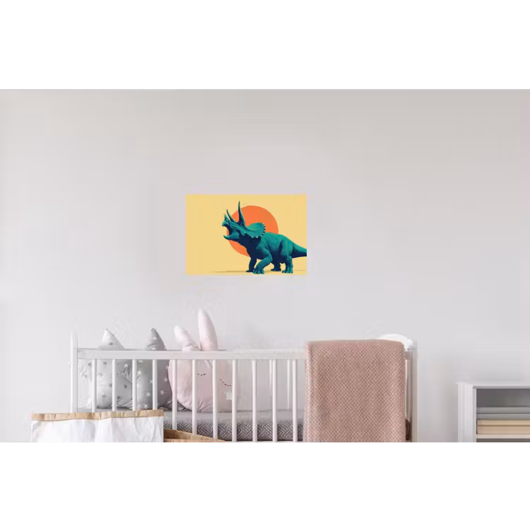 Triceratops - Cirkel - Oranje - Hoorns Muursticker klein -kinderkamer