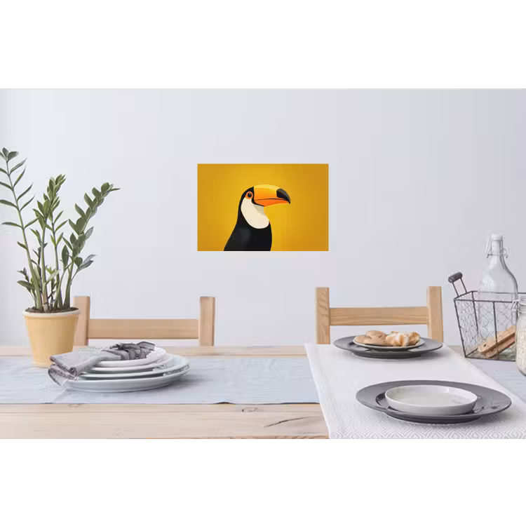 Toekan - Minimalistisch - Snavel - Oranje Muursticker klein -eettafel