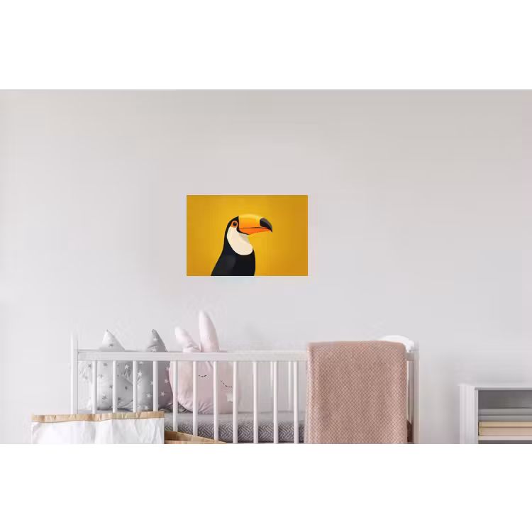 Toekan - Minimalistisch - Snavel - Oranje Muursticker klein -kinderkamer