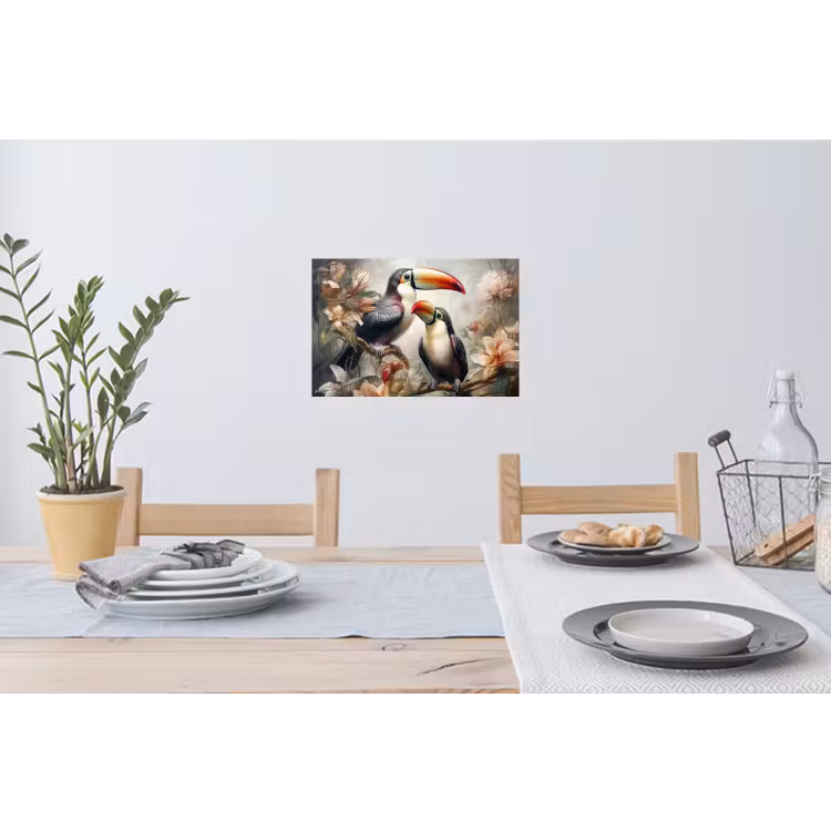 Toekan - Vogels - Bloemen - Jungle Muursticker klein -eettafel
