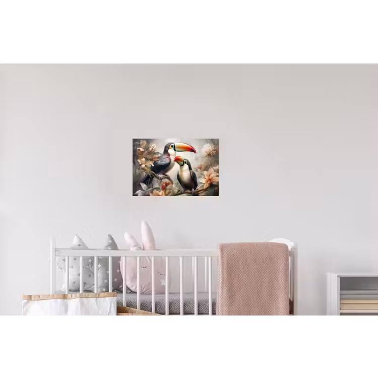Toekan - Vogels - Bloemen - Jungle Muursticker klein -kinderkamer