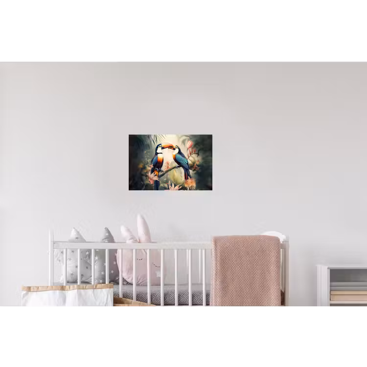 Toekan - Vogels - Bloemen - Natuur - Jungle Muursticker klein -kinderkamer