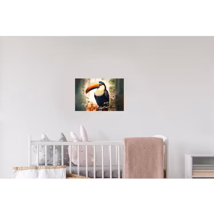 Toekan - Vogel - Bloemen - Planten Muursticker klein -kinderkamer