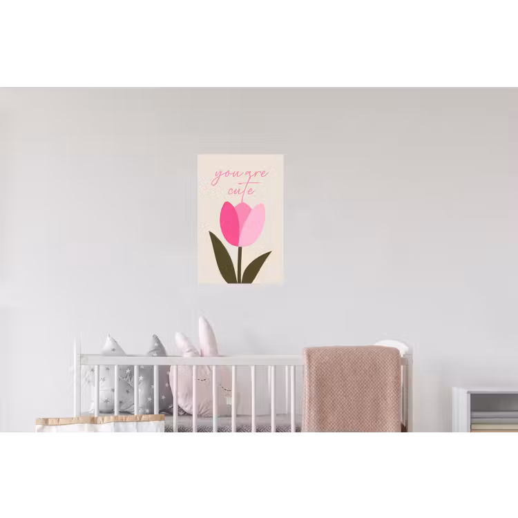 Tulp - Roze - Valentijn - Bloem Muursticker klein -kinderkamer