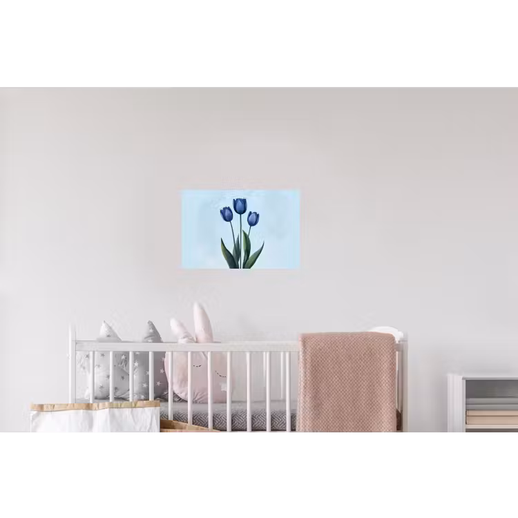 Tulpen - Blauw - Bladeren Muursticker klein -kinderkamer