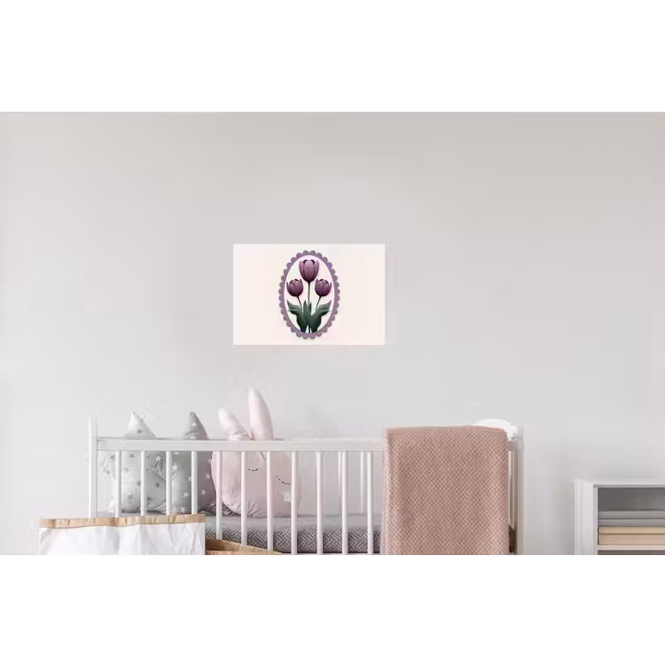 Tulpen - Paars - Lijst - Bladeren Muursticker klein -kinderkamer
