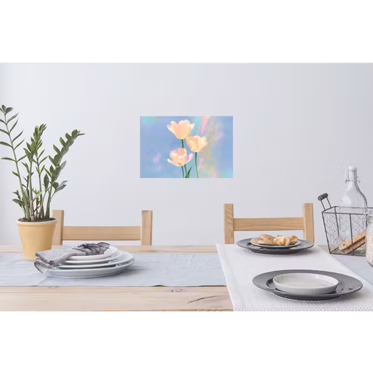 Tulpen - Roze accenten - Blauw Muursticker klein -eettafel