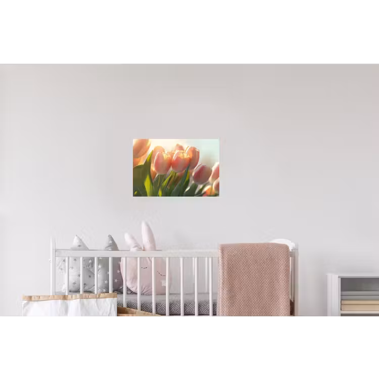 Tulpen - Roze - Zonnestralen Muursticker klein -kinderkamer