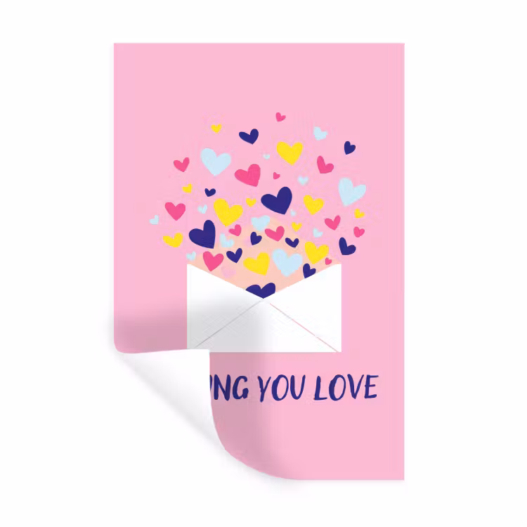 Envelop - Love - Hartjes - Valentijn Muursticker klein -3d