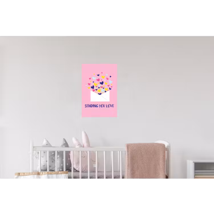 Envelop - Love - Hartjes - Valentijn Muursticker klein -kinderkamer