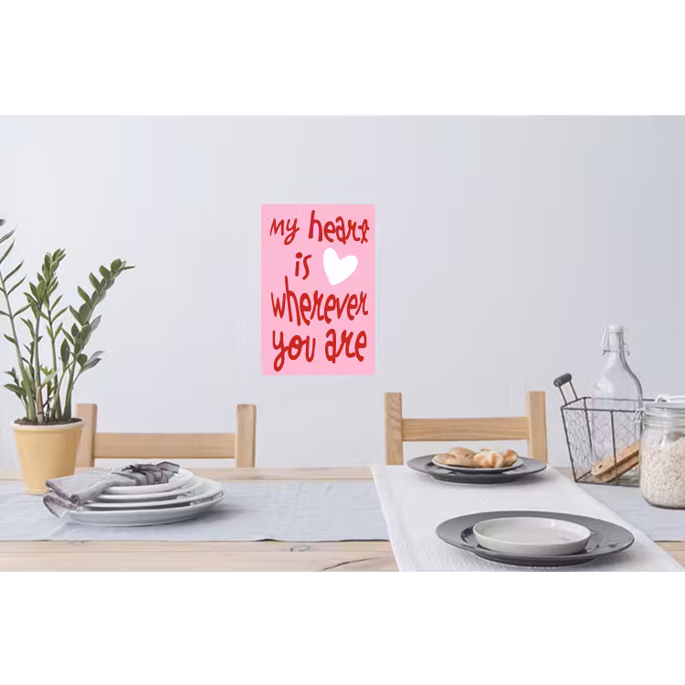 Valentijn - Hart - Liefde - Roze Muursticker klein -eettafel