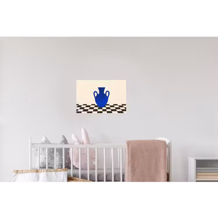 Vaas - Blauw - Geblokt - Modern Muursticker klein -kinderkamer