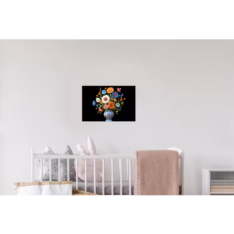 Vaas - Boeket - Bloemen - Kleur Muursticker klein -kinderkamer