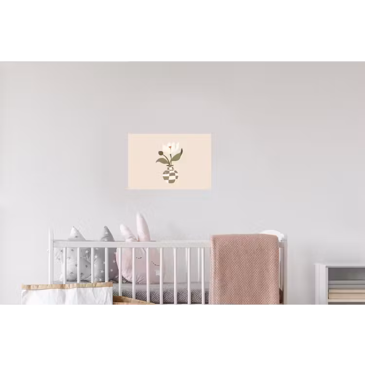 Vaas - Geruit - Bloem - Groen Muursticker klein -kinderkamer