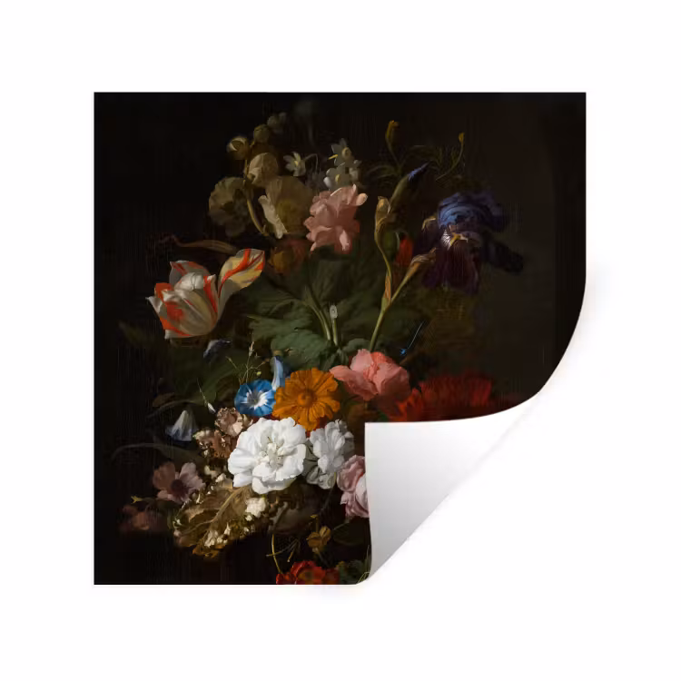 Vaas met bloemen - Schilderij van Rachel Ruysch Muursticker klein -3d