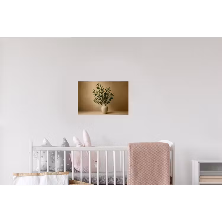 Vaas - Olijftakken - Bladeren - Beige Muursticker klein -kinderkamer