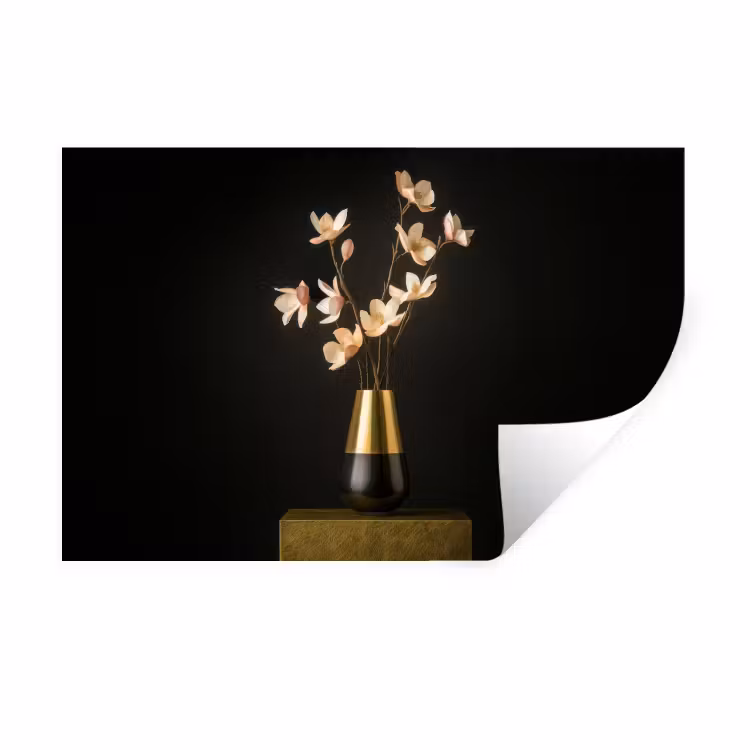 Sierlijk - Boeket - Goud - Vaas Muursticker klein -3d