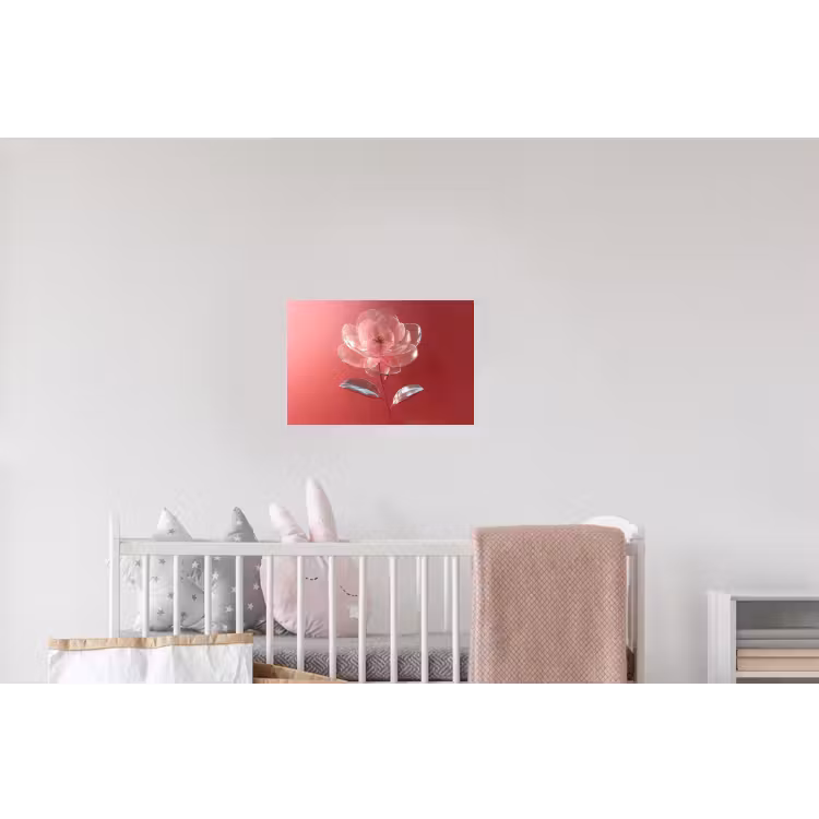 Sierlijk - Bloem - Roze - Glazen Muursticker klein -kinderkamer