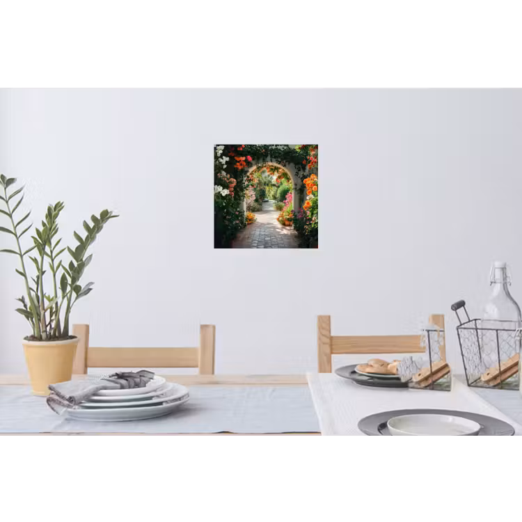 Doorkijk - Bloemen - Natuur - Bloementuin Muursticker klein -eettafel
