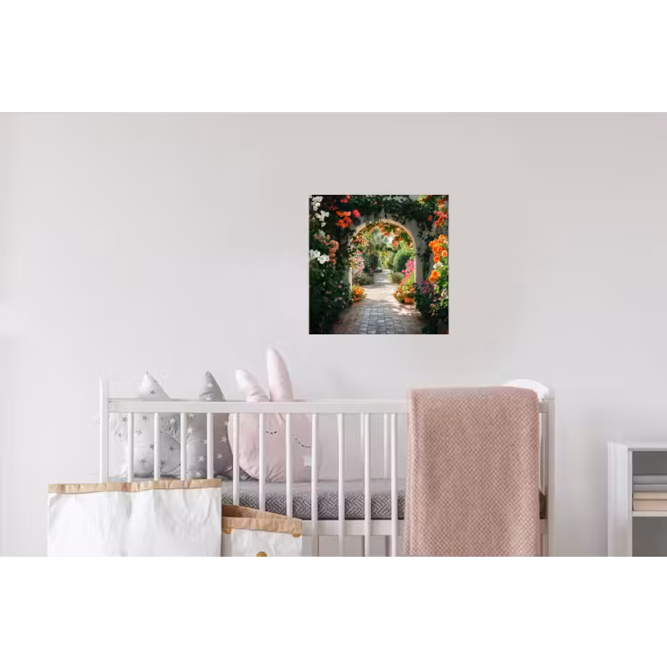 Doorkijk - Bloemen - Natuur - Bloementuin Muursticker klein -kinderkamer