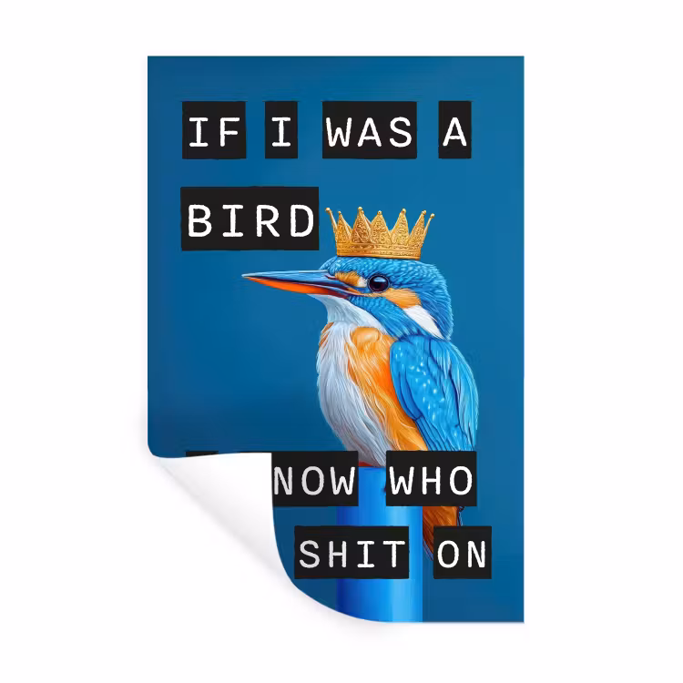 Vogel - Decoratie - Ijsvogel - Blauw Muursticker klein -3d