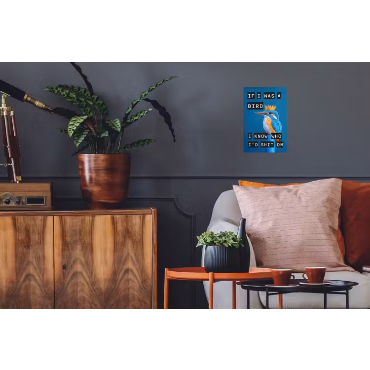 Vogel - Decoratie - Ijsvogel - Blauw Muursticker klein -kamerbank