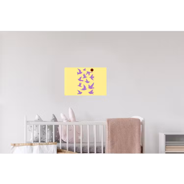 Vogels - Cirkel - Geel - Beweging Muursticker klein -kinderkamer